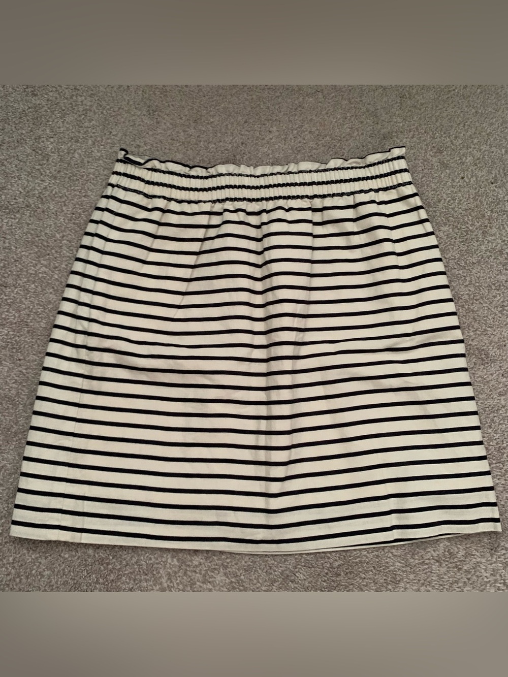 J. Crew Cream and Black Striped Midi Skirt